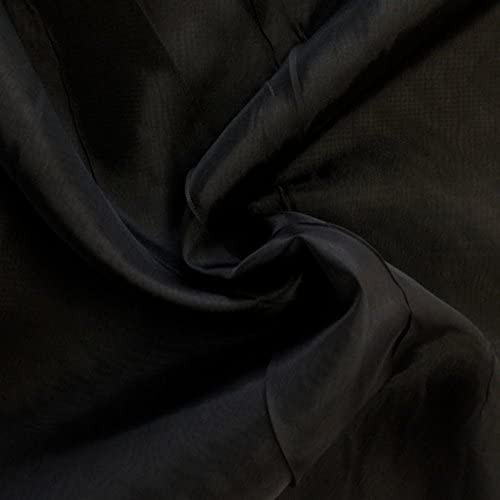 Sheer Voile Chiffon Fabric Draping Panels | Voile Fabric - 120" Wide | Use for Backdrop Curtain 10 Feet Wide. (Black, by The Yard Folded)