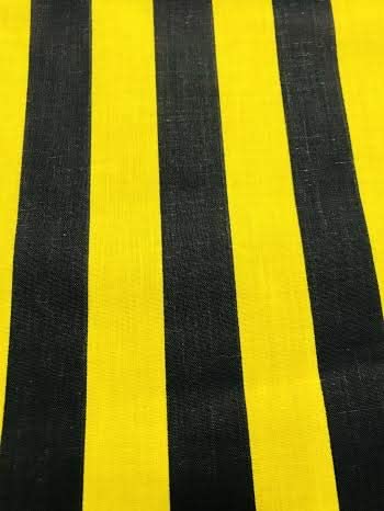 60" Wide by 1" Stripe Poly Cotton Fabric (Black & Yellow, by The Yard)