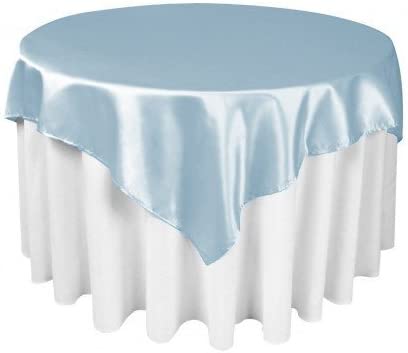 Diamond Polyester Bridal Satin Table Tablecloth Light Blue