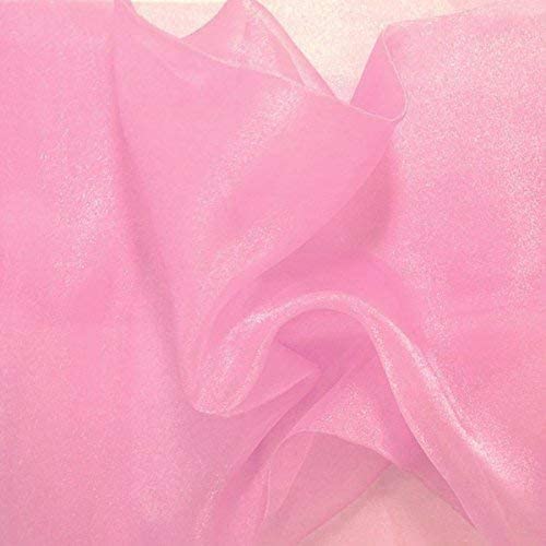 60" Wide Polyester Light Weight Crystal Organza Fabric (Pink, 1 Yard)