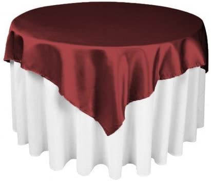 Diamond Polyester Bridal Satin Table Tablecloth Burgundy