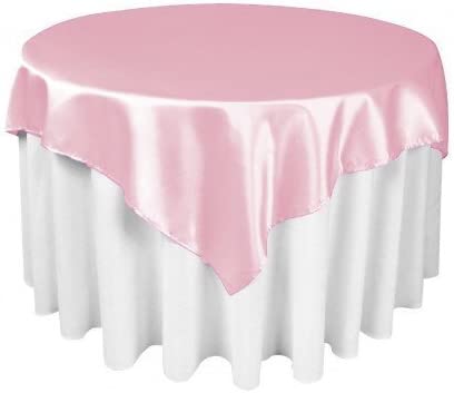 Diamond Polyester Bridal Satin Table Tablecloth Pink