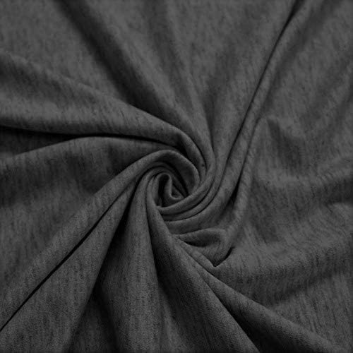 58/60" Wide, 95% Cotton 5% Spandex, Cotton Jersey Spandex Knit Blend, 4 Way Stretch Fabric (Charcoal Two Tone, 1 Yard)