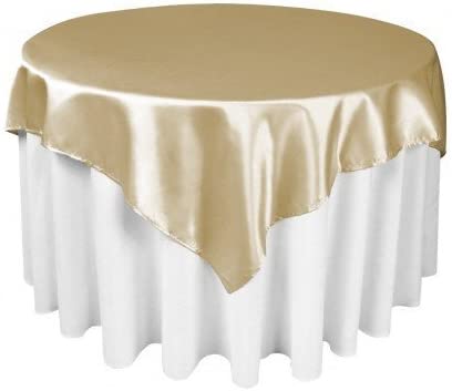 Diamond Polyester Bridal Satin Table Tablecloth Beige