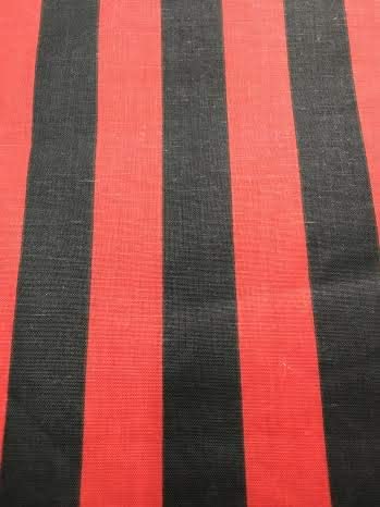 60" Wide by 1" Stripe Poly Cotton Fabric (Black & Red, by The Yard)