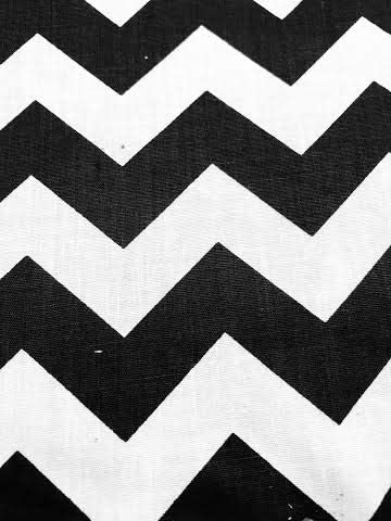 60" Wide by 1" Chevron Poly Cotton Fabric (White & Black, by The Yard)