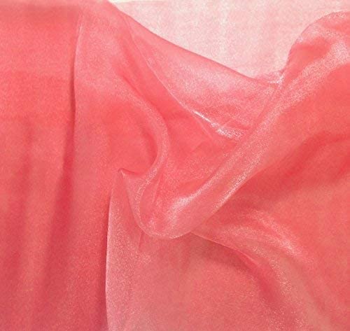60" Wide Polyester Light Weight Crystal Organza Fabric (Coral, 1 Yard)
