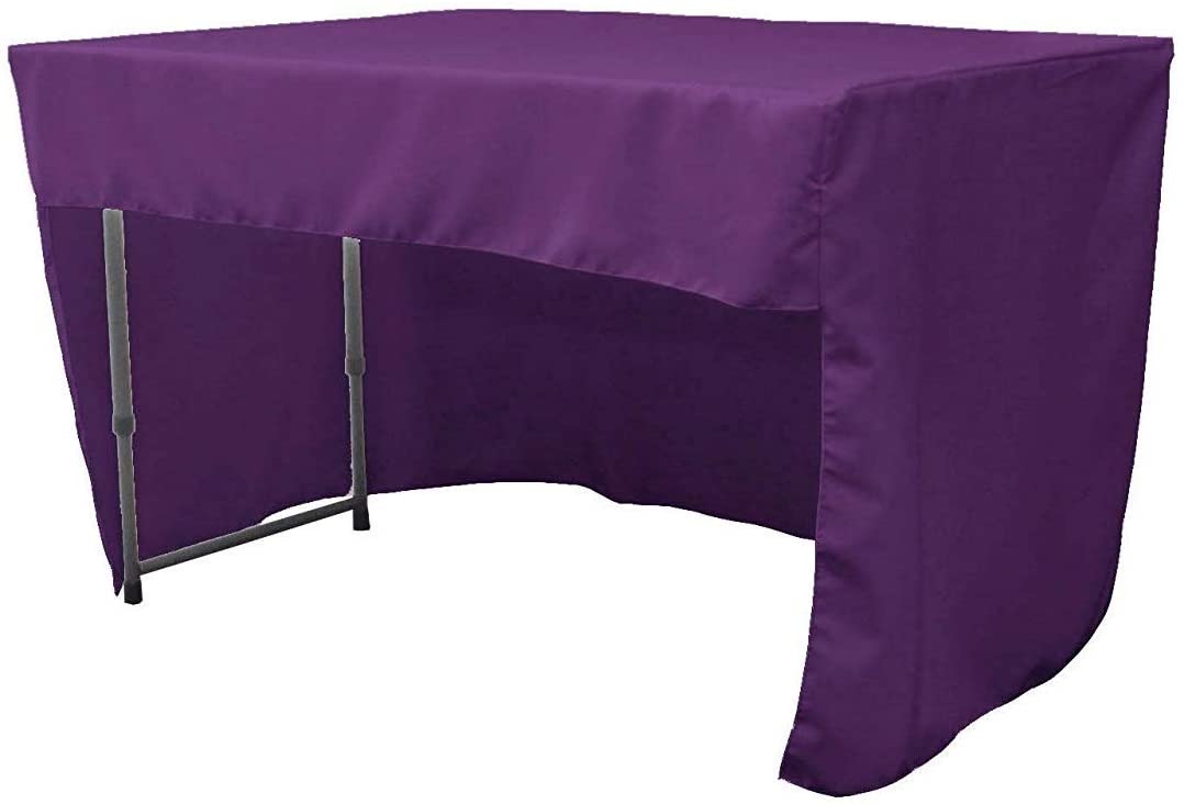 Polyester Poplin Fitted Tablecloth with Open Back Design (Purple, 72" Long x 30" Wide x 30" High)