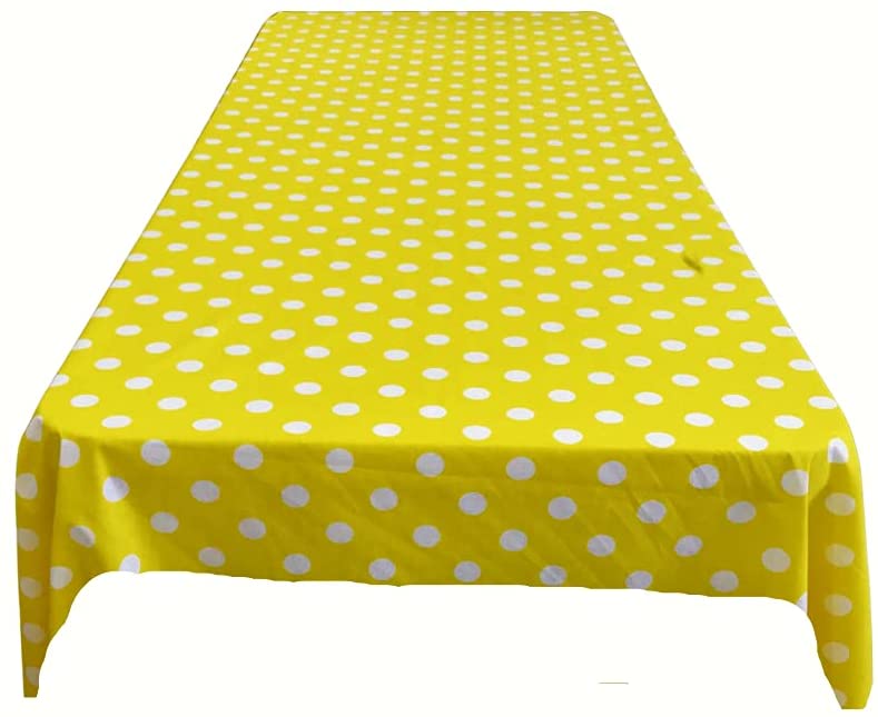 Polka Dot Poly Cotton Tablecloth (White Dot on Yellow,