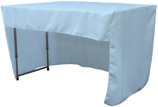 Polyester Poplin Fitted Tablecloth with Open Back Design (Light Blue, 72" Long x 30" Wide x 30" High)