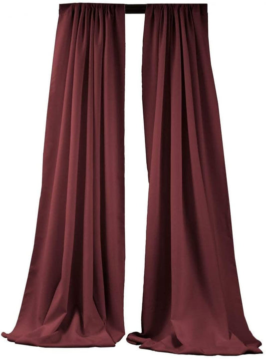 2 Panels 5 Feet Wide Polyester Seamless Backdrop Drape Curtain Panel - (Burgundy,