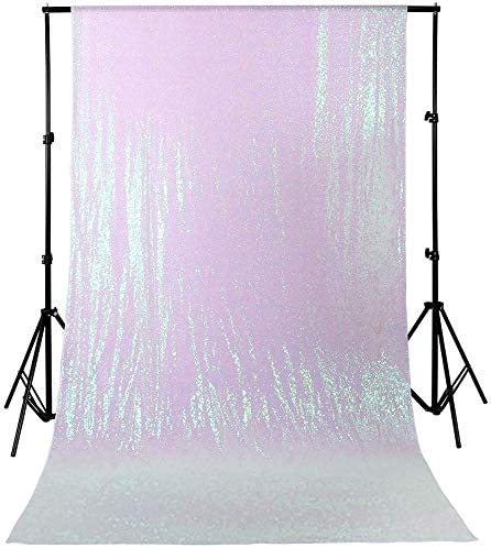 Mini Glitz Sequins Backdrop Drape Curtain for Photo Booth Background, 1 Panel (Iridescent White, 4 Feet Wide x 9 Feet Long)