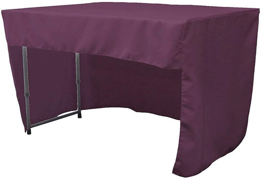 Polyester Poplin Fitted Tablecloth with Open Back Design (Eggplant, 72" Long x 30" Wide x 30" High)
