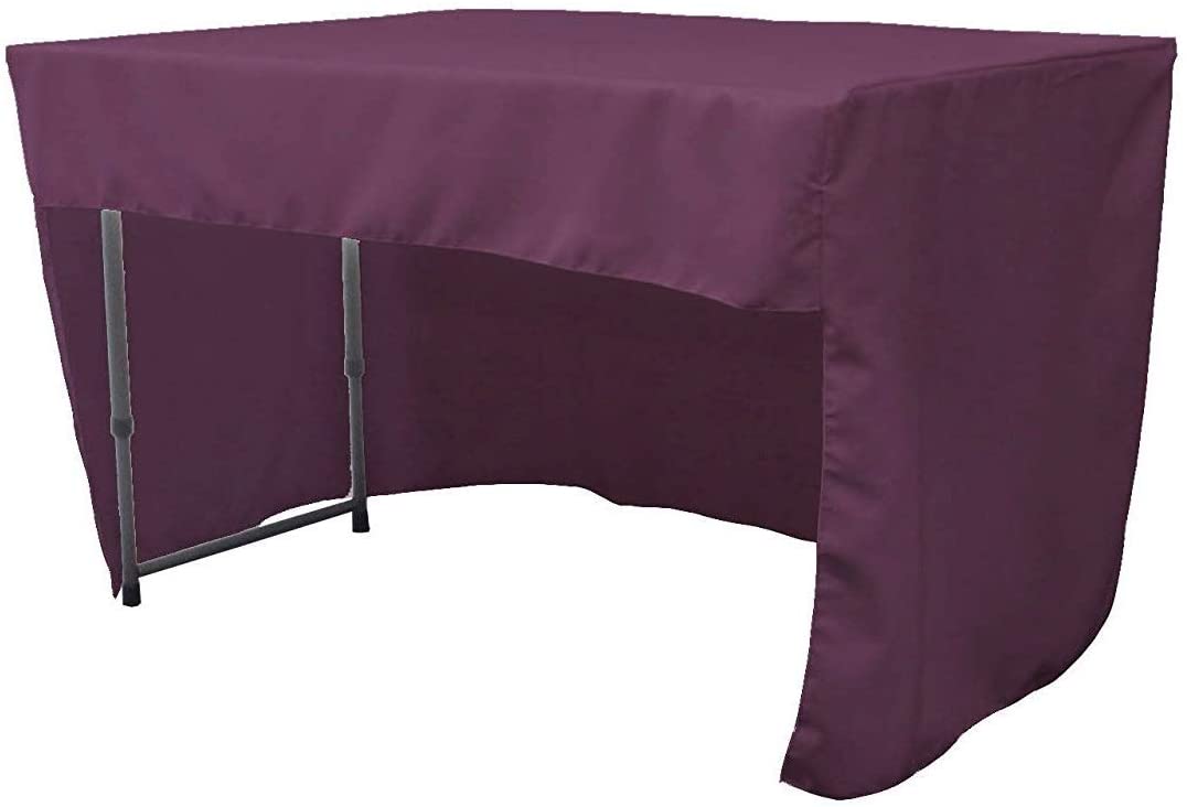 Polyester Poplin Fitted Tablecloth with Open Back Design (Eggplant, 72" Long x 30" Wide x 30" High)
