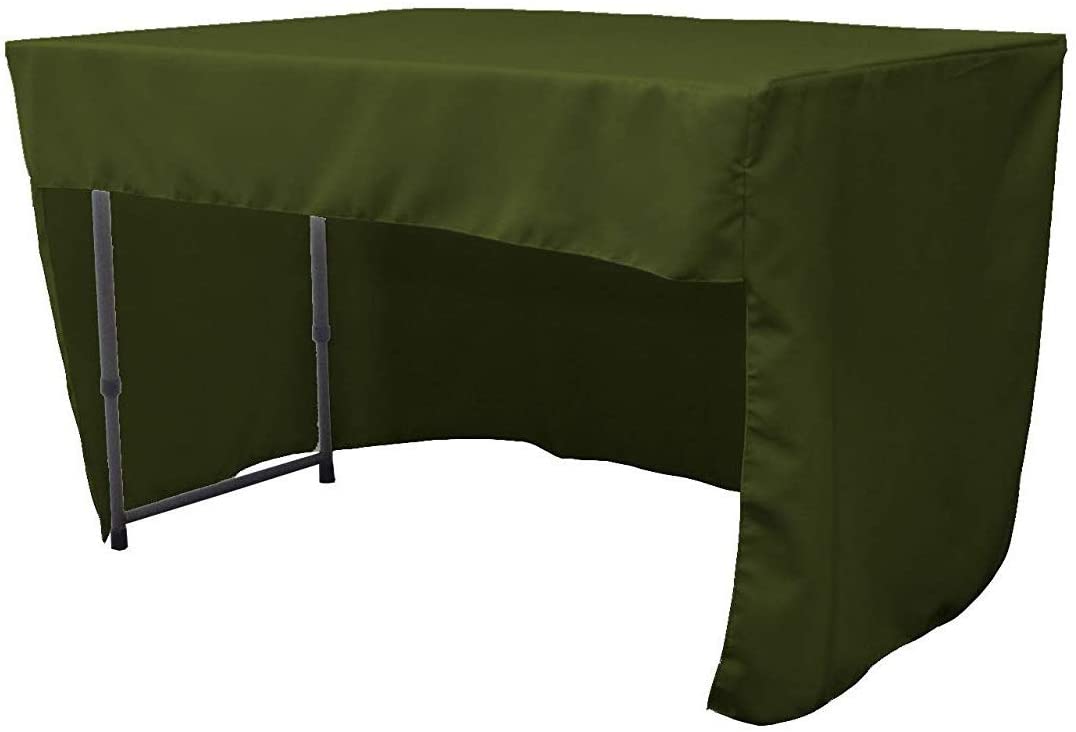 Polyester Poplin Fitted Tablecloth with Open Back Design (Olive, 72" Long x 30" Wide x 30" High)