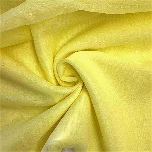 Sheer Voile Chiffon Fabric Draping Panels | Voile Fabric - 120" Wide | Use for Backdrop Curtain 10 Feet Wide. (Yellow, by The Yard Folded)