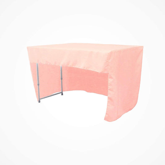 Polyester Poplin Fitted Tablecloth with Open Back Design (Peach, 72" Long x 30" Wide x 30" High)