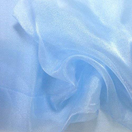 60" Wide Polyester Light Weight Crystal Organza Fabric (Baby Blue, 1 Yard)