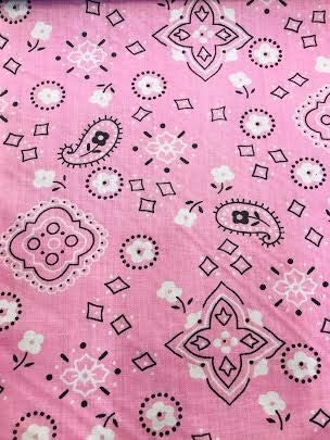 60" Wide Poly Cotton Print Bandanna Fabric by The Yard (Pink, by The Yard)