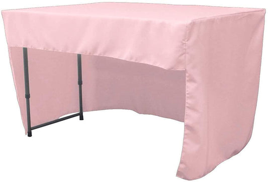 Polyester Poplin Fitted Tablecloth with Open Back Design (Light Pink, 72" Long x 30" Wide x 30" High)