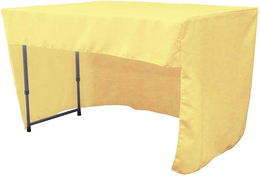 Polyester Poplin Fitted Tablecloth with Open Back Design (Light Yellow, 72" Long x 30" Wide x 30" High)