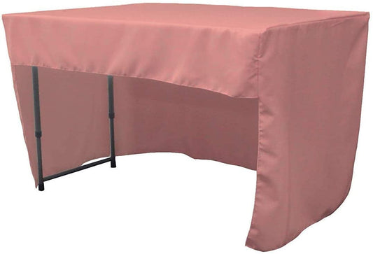 Polyester Poplin Fitted Tablecloth with Open Back Design (Dusty Rose, 72" Long x 30" Wide x 30" High)