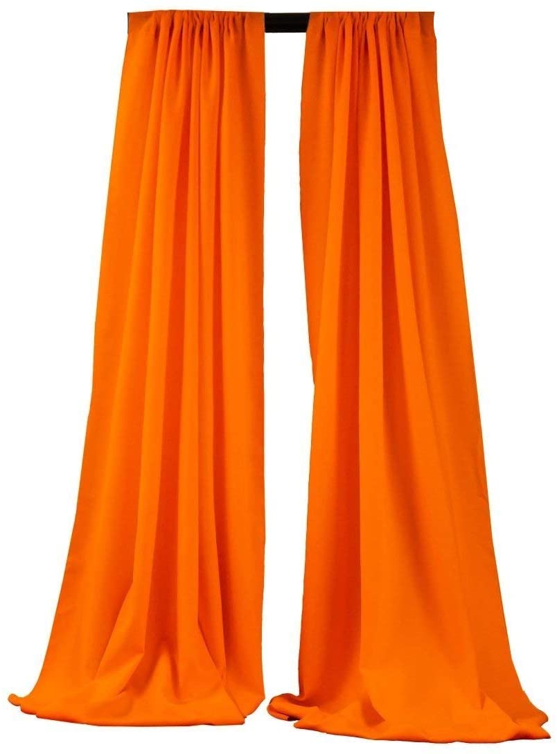 2 Panels 5 Feet Wide Polyester Seamless Backdrop Drape Curtain Panel - (Orange,