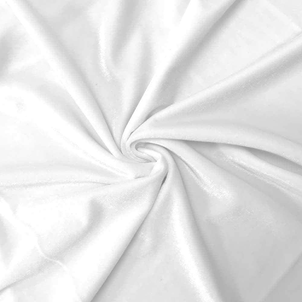 Spandex Stretch Velvet Fabric (White, 1 Yard)