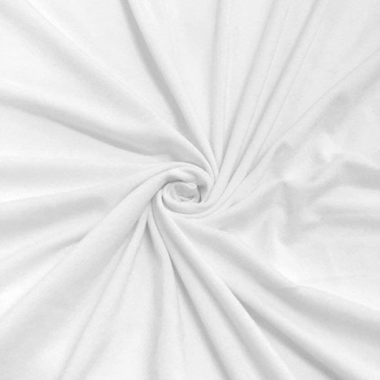 58/60" Wide, 95% Cotton 5% Spandex, Cotton Jersey Spandex Knit Blend, 4 Way Stretch Fabric (White, 1 Yard)