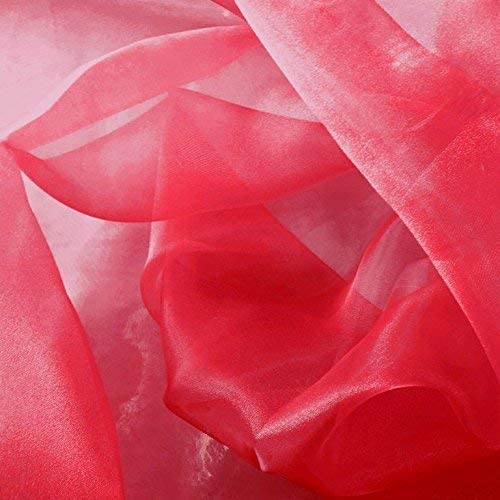 60" Wide Polyester Light Weight Crystal Organza Fabric (Red, 1 Yard)