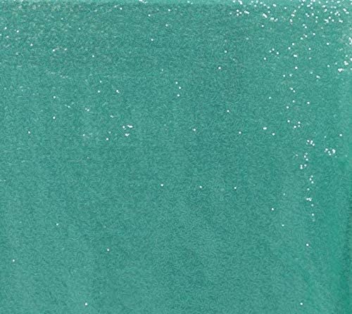50" Wide Mini Glitz Disc Sequins Fabric (Aqua, 1 Yard)