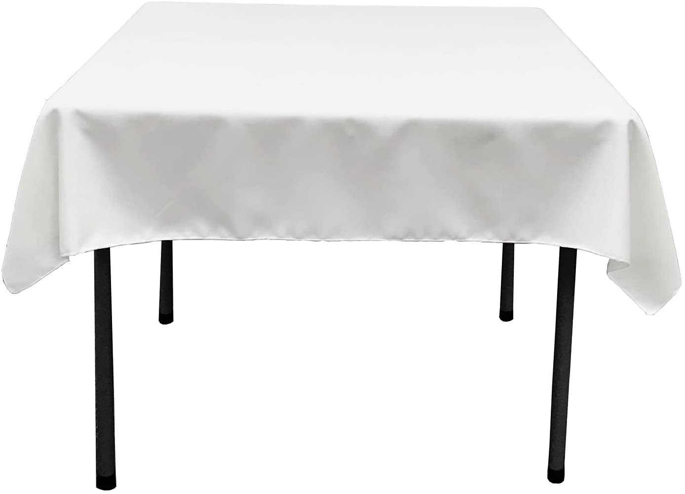 Polyester Poplin Washable Square Tablecloth, Stain and Wrinkle Resistant Table Cover White