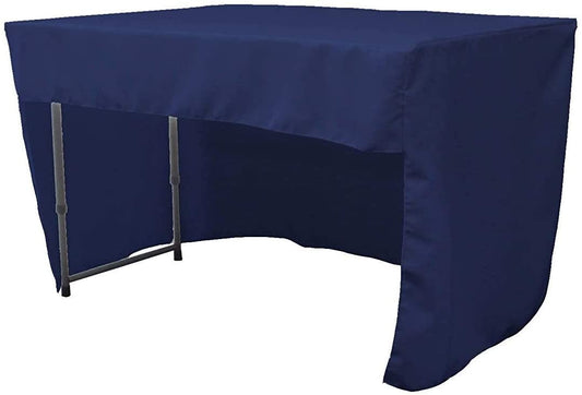 Polyester Poplin Fitted Tablecloth with Open Back Design (Navy Blue, 72" Long x 30" Wide x 30" High)