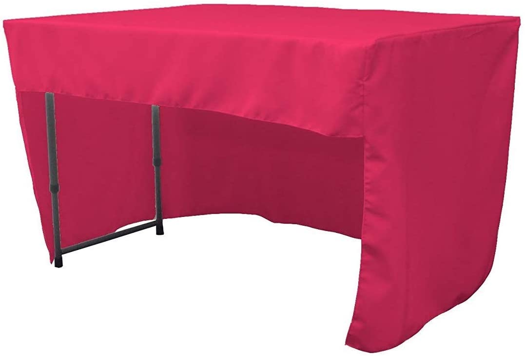 Polyester Poplin Fitted Tablecloth with Open Back Design (Fuchsia, 72" Long x 30" Wide x 30" High)