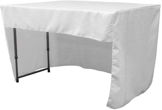 Polyester Poplin Fitted Tablecloth with Open Back Design (White, 72" Long x 30" Wide x 30" High)