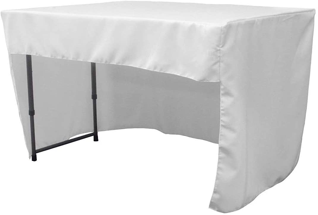 Polyester Poplin Fitted Tablecloth with Open Back Design (White, 72" Long x 30" Wide x 30" High)