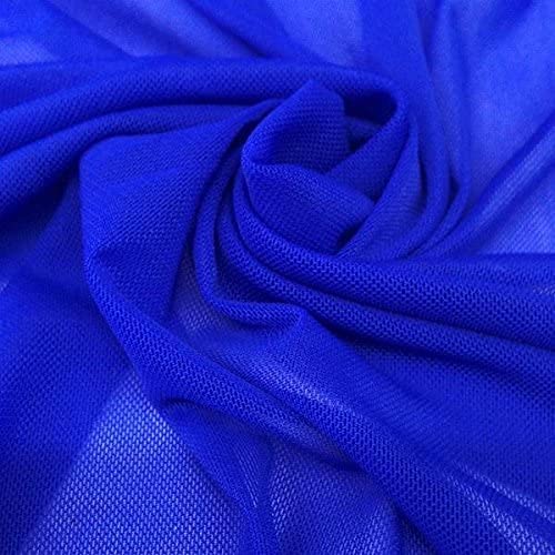 Solid Stretch Power Mesh Fabric Nylon Spandex (1 Yard, Royal Blue)
