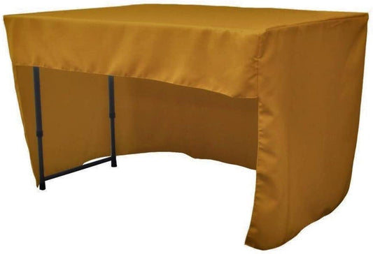 Polyester Poplin Fitted Tablecloth with Open Back Design (Mustard, 72" Long x 30" Wide x 30" High)