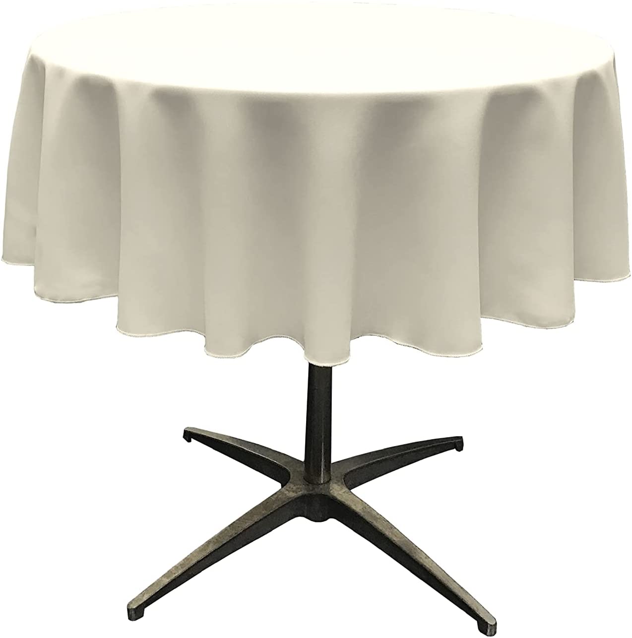 Polyester Poplin Washable Round Tablecloth, Stain and Wrinkle Resistant Table Cover Ivory