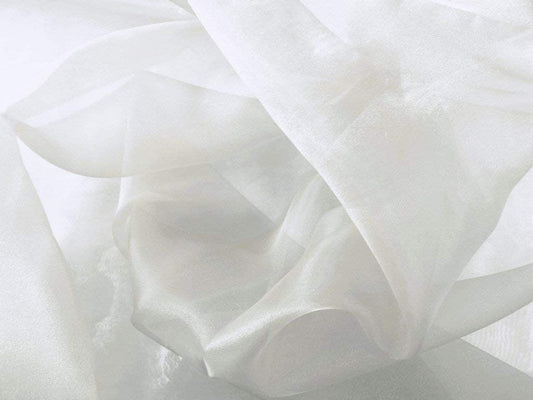 60" Wide Polyester Light Weight Crystal Organza Fabric (Silver, 1 Yard)
