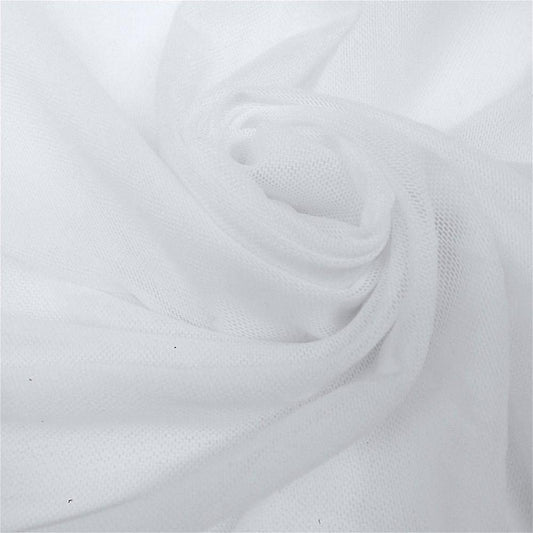 Solid Stretch Power Mesh Fabric Nylon Spandex (1 Yard, White)