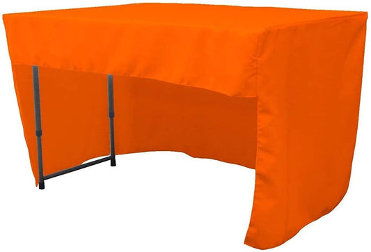 Polyester Poplin Fitted Tablecloth with Open Back Design (Orange, 72" Long x 30" Wide x 30" High)