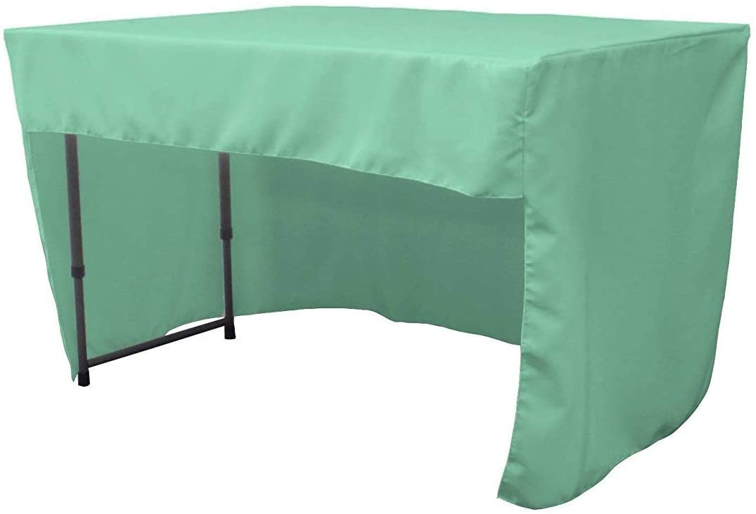 Polyester Poplin Fitted Tablecloth with Open Back Design (Aqua, 72" Long x 30" Wide x 30" High)