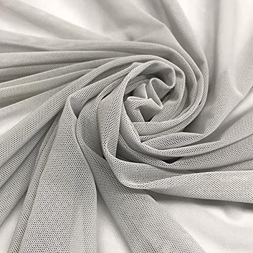 Solid Stretch Power Mesh Fabric Nylon Spandex (1 Yard, Silver)