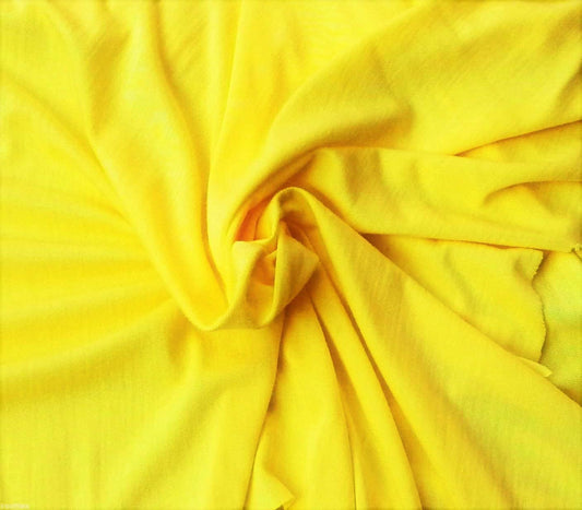 58/60" Wide, 95% Cotton 5% Spandex, Cotton Jersey Spandex Knit Blend, 4 Way Stretch Fabric (Dark Yellow, 1 Yard)