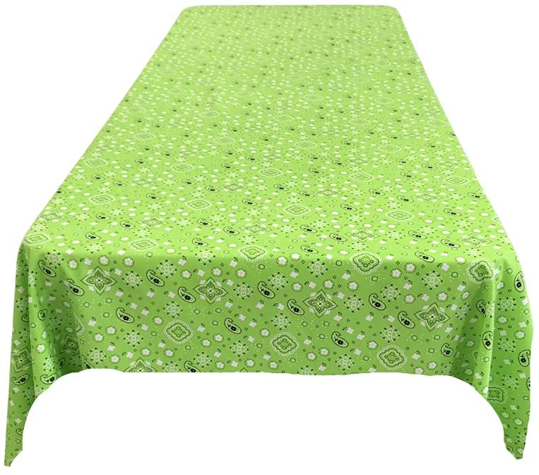 Bandanna Print Poly Cotton Tablecloth (Lime,