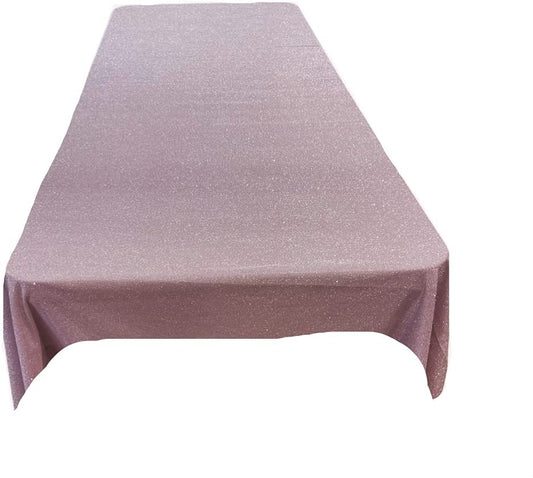 Full Covered Glitter Shimmer on Fabric Tablecloth - Wedding Party Decoration Rectangular, Blush)