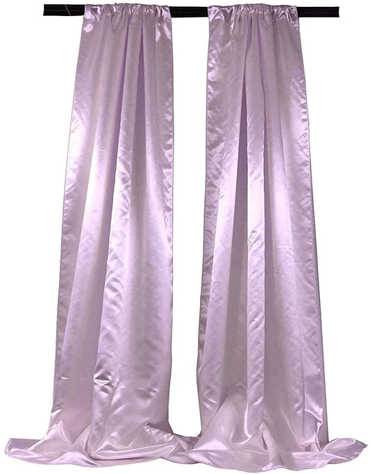 Polyester Bridal Satin Backdrop/Drape. Curtain Panel with 4" Rod Pocket on top, 1 Pair (Lilac,
