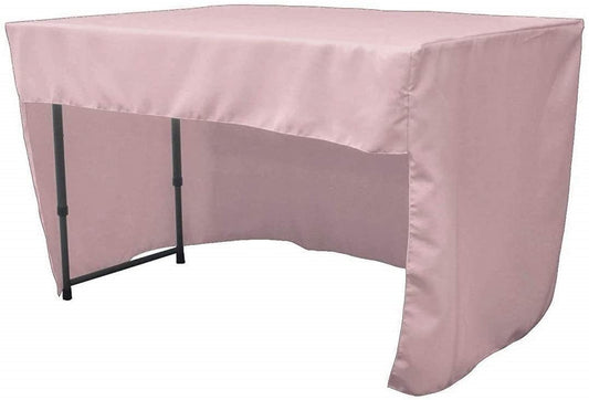 Polyester Poplin Fitted Tablecloth with Open Back Design (Blush, 72" Long x 30" Wide x 30" High)