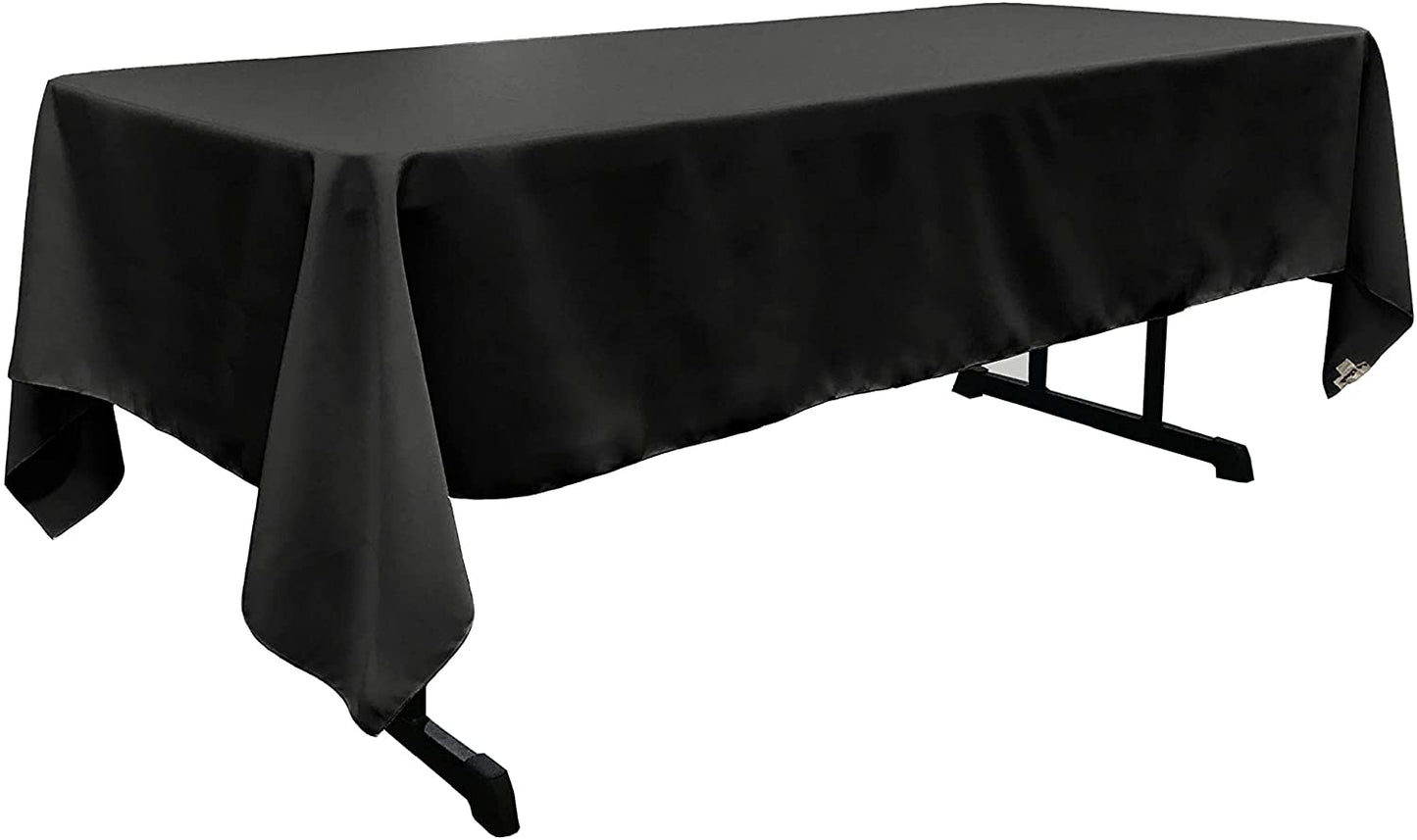Polyester Poplin Washable Rectangular Tablecloth, Stain and Wrinkle Resistant Table Cover Fabric Table Cloth for Dinning, Kitchen, Party, Black